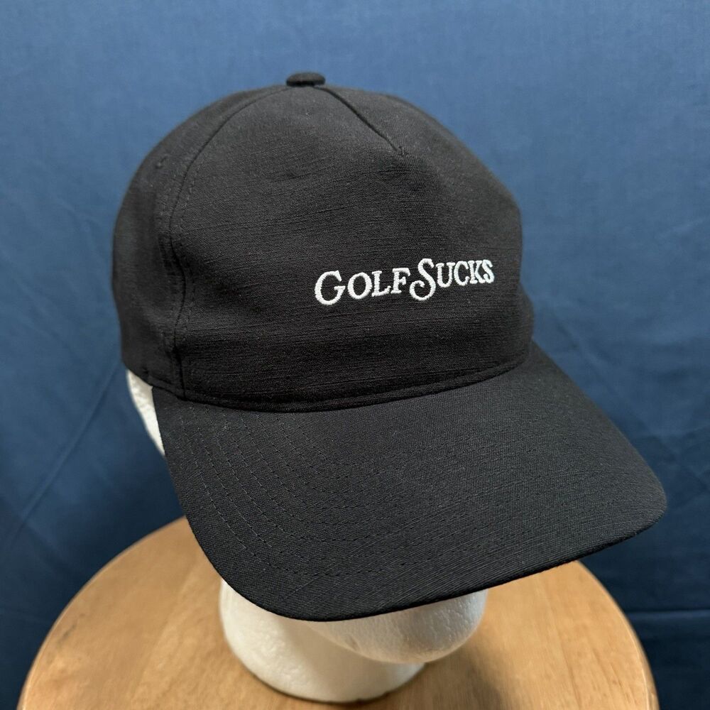 Travis Mathew Golf Sucks Snapback Hat Skeleton Golfer Black Cap Mens